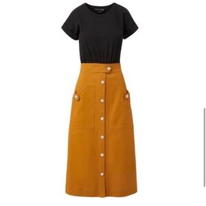 Veronica Beard Larsen Twill Combo Button-Front Midi Dress size Small